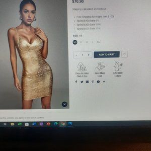 NWT, Bella Barnett gold marbled Bodicon Dress Size S